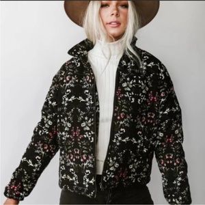 Paper Crane Black Floral Corduroy Jacket - image 1